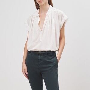 Nili Lotan Normandy Cotton Oversized Blouse in Ivory - Size XS